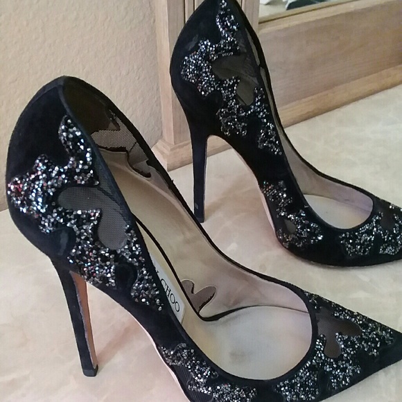 Jimmy Choo black crystal pump 37.5 - Picture 3 of 8